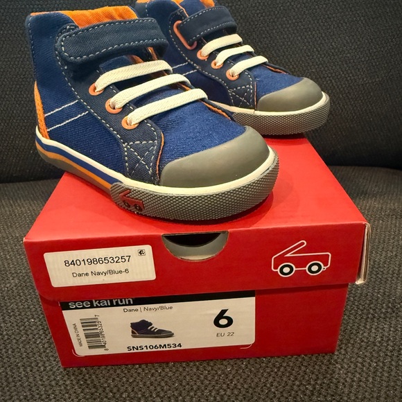 See Kai Run Kids' Blue and Orange High-Top Sneakers - Picture 1 of 3